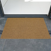 beige coir doormat infront of doorway outdoors
