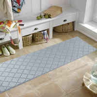 trellis dark grey doormat runner in a living room