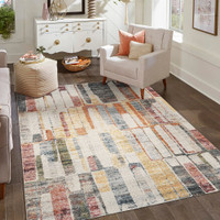 slate multi-colour rug in a living room on hard wood floor