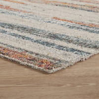 stripe multi-colour rug side view of corner