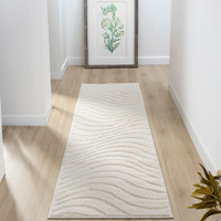 wave cream rug runner hallway