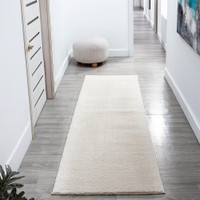 plain white rug runner hallway