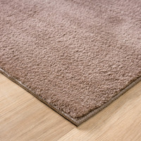 plain beige rug side view of corner