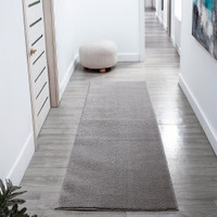 plain grey rug runner hallway