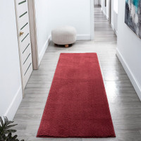 plain red rug runner hallway