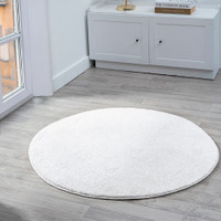 plain silver rug circle in a living space with a window