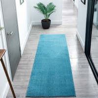 plain teal rug runner hallway