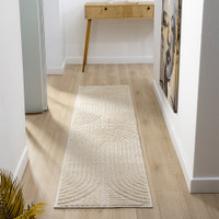 cirque cream rug runner in a hallway