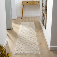 vine cream rug runner in a hallway