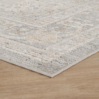 traditional floral grey rug runner side angle closeup corner