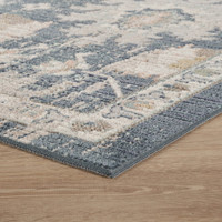 traditional navy rug side angle closeup corner