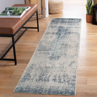 abstract navy rug runner portrait