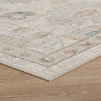 traditional beige rug runner side angle closeup corner