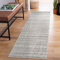 traditional grey rug runner in a hallway