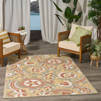 floral sage rose rug indoors dark setting