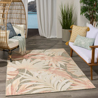 floral sage rose rug indoors dark setting