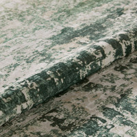ivory olive abstract rug closeup rolled