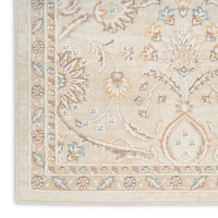 ivory traditional rug closeup corner with white background