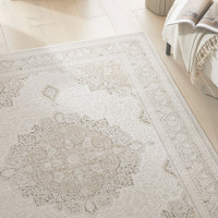 khaki traditional rug closeup in living room