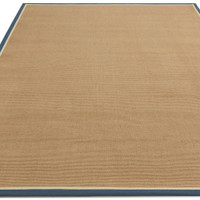 blue cream jute rug portrait closeup angle