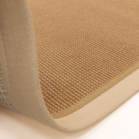 cream linen jute rug closeup fold on white floor