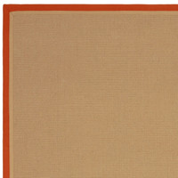 rust linen jute rug closeup corner