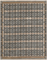 beige black geometric rug portrait