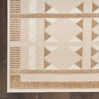 taupe geometric rug closeup corner