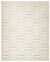 ivory blue geometric rug portrait