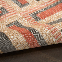 multi geometric rug partially rolled