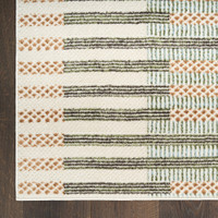 ivory multi geometric rug closeup corner