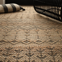 black beige flatweave rug closeup
