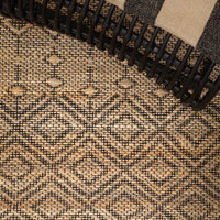 black beige flatweave rug closeup