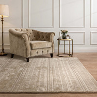 sand plain viscose rug in a living room with matching decor