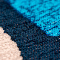 blue abstract eco rug closeup detail