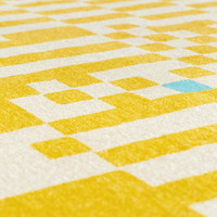 yellow chess eco rug closeup detail