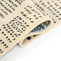 blue abstract eco rug closeup fold on white floor