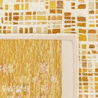 yellow abstract rug closeup corner fold