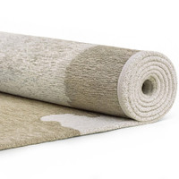 beach abstract eco rug rolled on a while floor