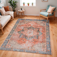 rust traditional rug in a room with matching decor