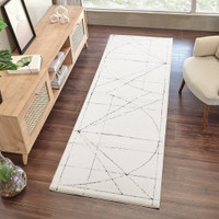 black ivory scandi rug runner runner in a room with matching decor