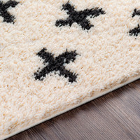 cream shaggy rug closeup detail