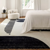 cream geo wool rug in a room with matching decor