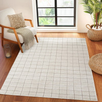taupe ivory scandi rug in a room with matching decor