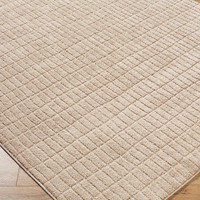 beige rug closeup corner on wood floor