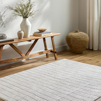 ivory taupe rug in a room with matching decor