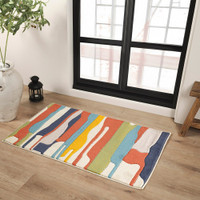 City Anais Coral Multi Scandi Abstract Rug
