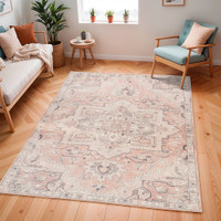 salmon traditional rug in a room with matching decor