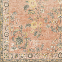 pink  traditional rug closeup corner on wood floor