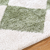 green diamond shaggy rug closeup detail